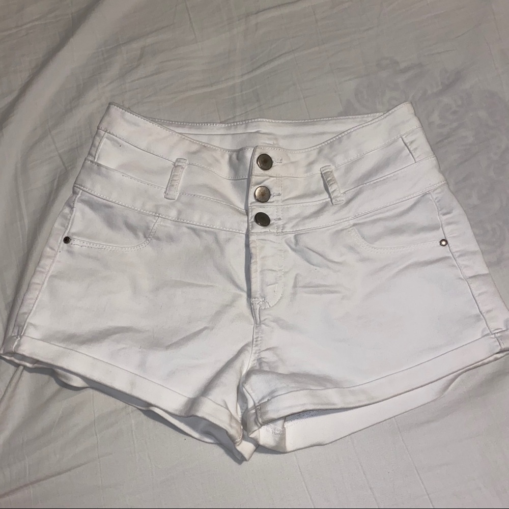 High waisted white shorts